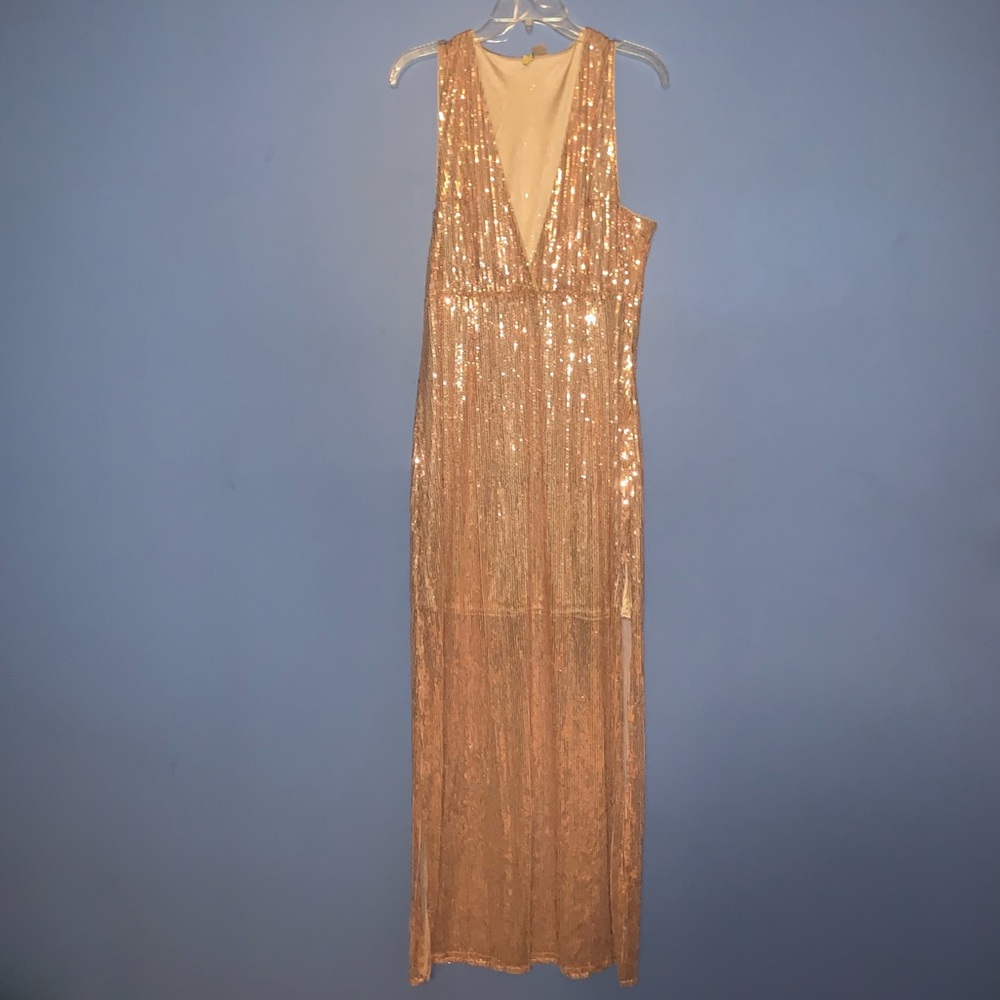 H&M rose gold sequin gown size 12 NWOT